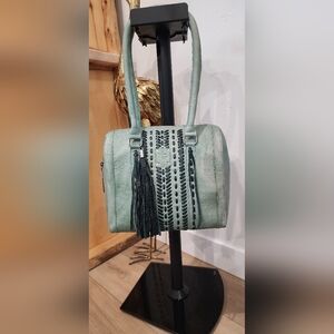 STS Mint Green Braided Accent Shoulder Bag with Tassel